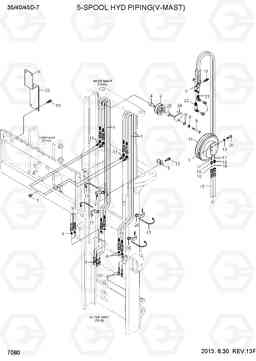 7080 5-SPOOL HYD PIPING(V-MAST) 35D/40D/45D-7, Hyundai