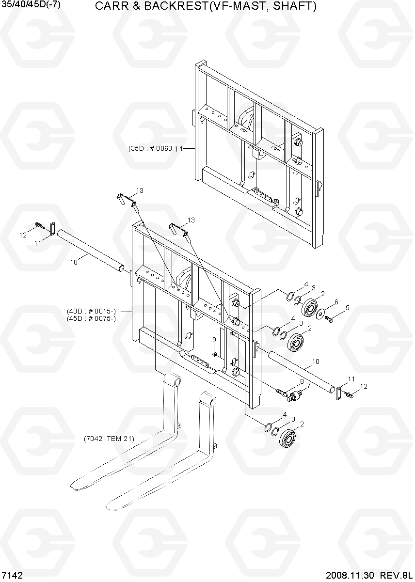 7142 CARRIAGE & B/REST (VF-MAST, SHAFT) 35D/40D/45D-7, Hyundai