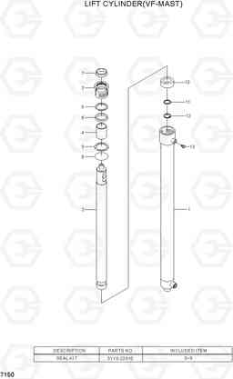 7150 LIFT CYLINDER (VF-MAST) 35D/40D/45D-7, Hyundai