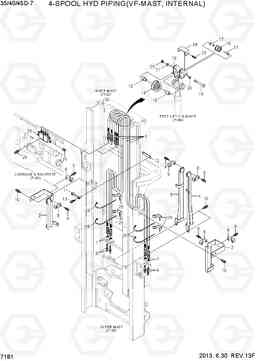 7181 4-SPOOL HYD PIPING (VF-MAST,INTERNAL) 35D/40D/45D-7, Hyundai