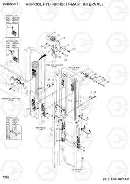 7290 4-SPOOL HYD PIPING (TF-MAST,INTERNAL) 35D/40D/45D-7, Hyundai