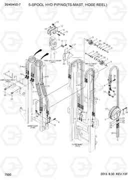 7500 5-SPOOL PIPING (TS,H/REEL) 35D/40D/45D-7, Hyundai