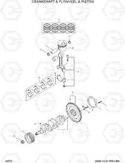 A070 CRANKSHAFT & FLYWHEEL & PISTO 35D/40D/45D-7, Hyundai