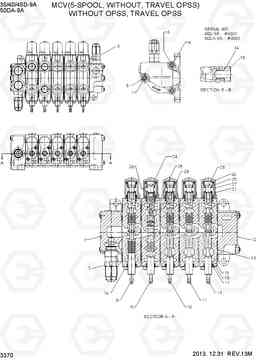 3370 MCV(5-SPOOL, WITHOUT, TRAVEL OPSS) 35/40/45D-9A,50DA-9A, Hyundai