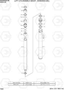 7050 LIFT CYLINDER (V-MAST, 35~45D-9A) 35/40/45D-9A,50DA-9A, Hyundai