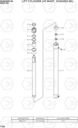 7150 LIFT CYLINDER (VF-MAST, 35/40/45D-9A) 35/40/45D-9A,50DA-9A, Hyundai