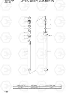 7151 LIFT CYLINDER (VF-MAST 50DA-9A) 35/40/45D-9A,50DA-9A, Hyundai