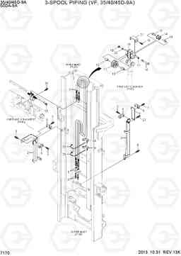 7170 3-SPOOL PIPING (VF-MAST,35~45D-9A) 35/40/45D-9A,50DA-9A, Hyundai