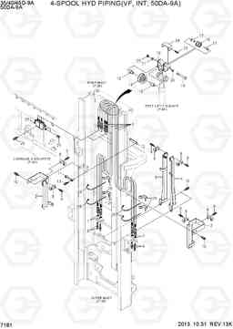 7181 4-SPOOL PIPING (VF, INT, 50DA-9A) 35/40/45D-9A,50DA-9A, Hyundai
