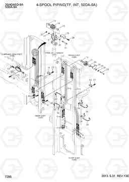 7295 4-SPOOL PIPING (TF, INT, 50DA-9A) 35/40/45D-9A,50DA-9A, Hyundai