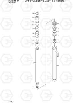 7460 LIFT CYLINDER (TS-MAST, 3.5~4.5TON) 35/40/45D-9A,50DA-9A, Hyundai