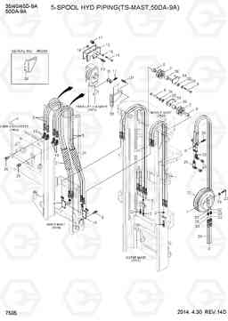 7505 5-SPOOL PIPING (TS,H/REEL,50D-9A) 35/40/45D-9A,50DA-9A, Hyundai