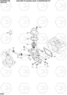 9250 WATER FLANGE AND THERMOSTAT 35/40/45D-9A,50DA-9A, Hyundai