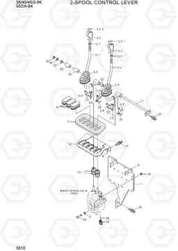 3010 2-SPOOL CONTROL LEVER 35/40/45D-9K,50DA-9K, Hyundai