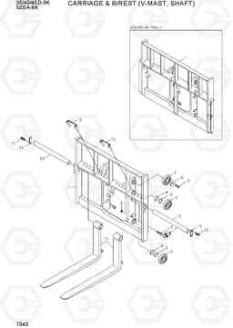 7043 CARRIAGE & B/REST(V-MAST,SHAFT,4.0/4.5) 35/40/45D-9K,50DA-9K, Hyundai