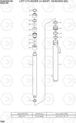 7050 LIFT CYLINDER (V-MAST, 35/40/45D-9K) 35/40/45D-9K,50DA-9K, Hyundai