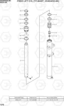 7270 FREE LIFT CYL (TF-MAST,35/40/45D-9K) 35/40/45D-9K,50DA-9K, Hyundai