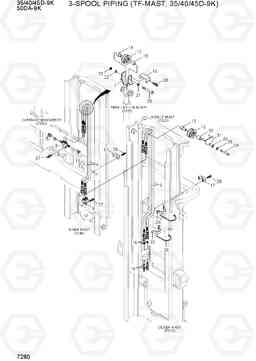 7280 3-SPOOL PIPING (TF, 35/40/45D-9K) 35/40/45D-9K,50DA-9K, Hyundai