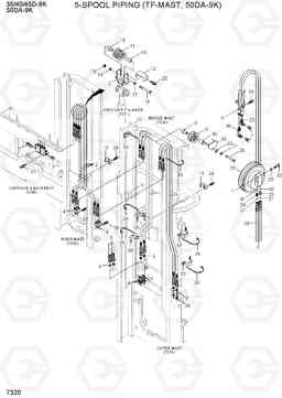 7320 5-SPOOL PIPING (TF-MAST,50DA-9K) 35/40/45D-9K,50DA-9K, Hyundai