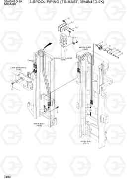 7480 3-SPOOL PIPING (TS-MAST,35/40/45D-9K) 35/40/45D-9K,50DA-9K, Hyundai