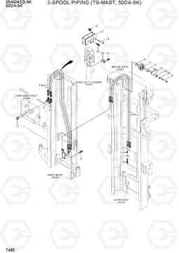 7485 3-SPOOL PIPING (TS-MAST,50DA-9K) 35/40/45D-9K,50DA-9K, Hyundai