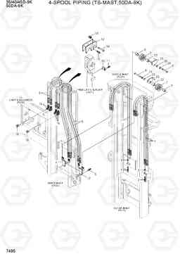 7495 4-SPOOL PIPING (TS-MAST,50DA-9K) 35/40/45D-9K,50DA-9K, Hyundai