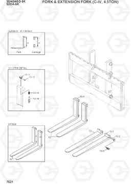 7521 FORK & EXTENSION FORK (C-IV, 4.5TON) 35/40/45D-9K,50DA-9K, Hyundai