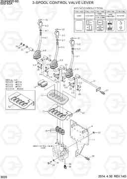 3020 3-SPOOL CONTROL LEVER 35/40/45D-9S,50D-9SA, Hyundai