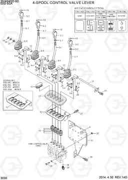 3030 4-SPOOL CONTROL LEVER 35/40/45D-9S,50D-9SA, Hyundai