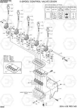 3040 5-SPOOL CONTROL LEVER 35/40/45D-9S,50D-9SA, Hyundai