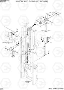 7171 3-SPOOL PIPING (VF-MAST,50D-9SA) 35/40/45D-9S,50D-9SA, Hyundai