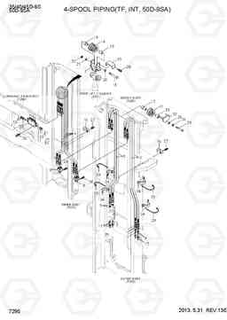 7295 4-SPOOL PIPING (TF, INT, 50D-9SA) 35/40/45D-9S,50D-9SA, Hyundai