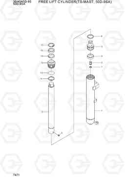 7471 FREE LIFT CYLINDER(TS-MAST, 5.0TON) 35/40/45D-9S,50D-9SA, Hyundai