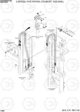 7485 3-SPOOL PIPING (TS-MAST,50D-9SA) 35/40/45D-9S,50D-9SA, Hyundai