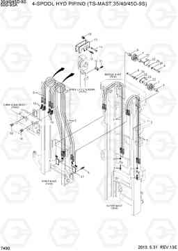 7490 4-SPOOL PIPING (TS-MAST,35/40/45D-9S) 35/40/45D-9S,50D-9SA, Hyundai