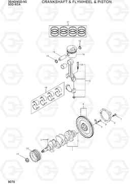 9070 CRANKSHAFT & FLYWHEEL & PISTON 35/40/45D-9S,50D-9SA, Hyundai