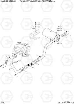 1035 EXHAUST SYSTEM(HORIZONTAL) 35/40/45D-7E,50D-7AE, Hyundai