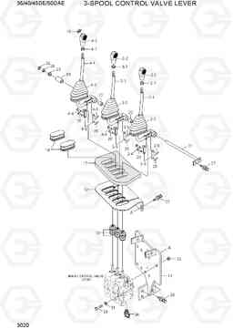 3020 3-SPOOL CONTROL VALVE LEVER 35/40/45D-7E,50D-7AE, Hyundai