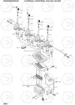 3030 4-SPOOL CONTROL VALVE LEVER 35/40/45D-7E,50D-7AE, Hyundai