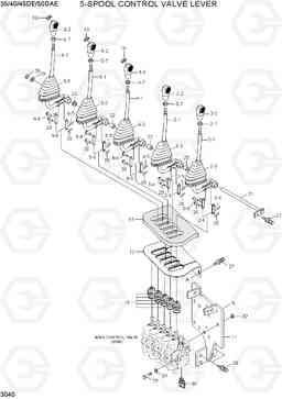 3040 5-SPOOL CONTROL VALVE LEVER 35/40/45D-7E,50D-7AE, Hyundai