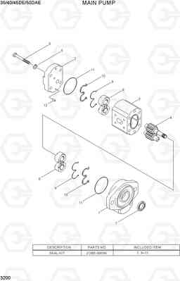 3200 MAIN PUMP 35/40/45D-7E,50D-7AE, Hyundai