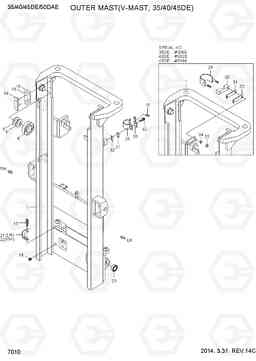 7010 OUTER MAST (V-MAST, 35/40/45DE) 35/40/45D-7E,50D-7AE, Hyundai