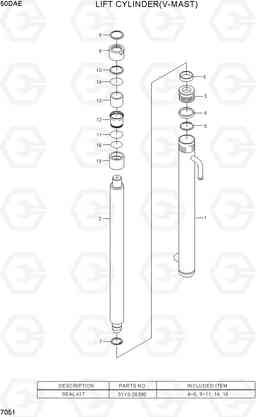 7051 LIFT CYLINDER (V-MAST, 50DAE) 35/40/45D-7E,50D-7AE, Hyundai