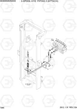 7065 3-SPOOL HYD PIPING 2 (ATTACH) 35/40/45D-7E,50D-7AE, Hyundai