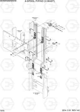 7070 4-SPOOL HYD PIPING 1 (V-MAST) 35/40/45D-7E,50D-7AE, Hyundai