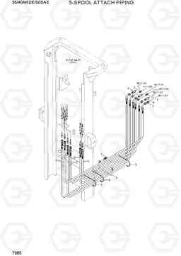 7085 5-SPOOL ATTACH PIPING 35/40/45D-7E,50D-7AE, Hyundai