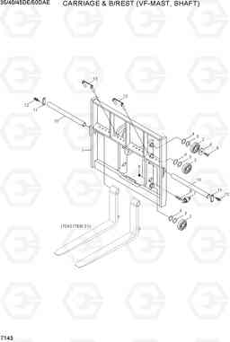 7143 CARRIAGE & B/REST (V-MAST, SHAFT) 35/40/45D-7E,50D-7AE, Hyundai