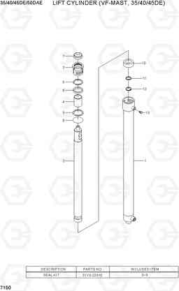 7150 LIFT CYLINDER (VF-MAST, 35/40/45DE) 35/40/45D-7E,50D-7AE, Hyundai