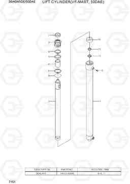 7151 LIFT CYLINDER (VF-MAST 50DAE) 35/40/45D-7E,50D-7AE, Hyundai