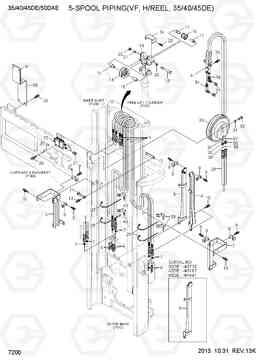 7200 5-SPOOL PIPING (VF, H/REEL, 35/40/45DE) 35/40/45D-7E,50D-7AE, Hyundai